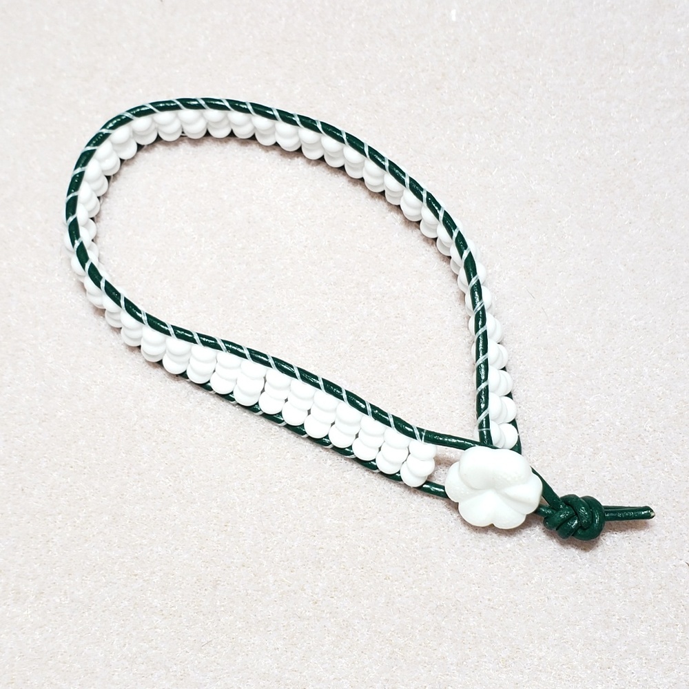 Handmade Bracelet in Green and White